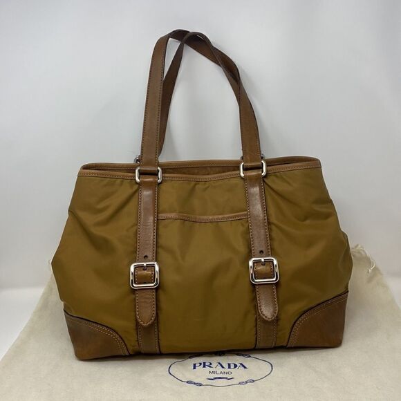 Authentic PRADA Tote Bag Leather & Nylon - Picture 7 of 16